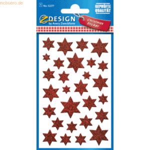 10 x Z-Design Sticker 76x120mm Glamour 1 Bogen Motiv Sterne rot