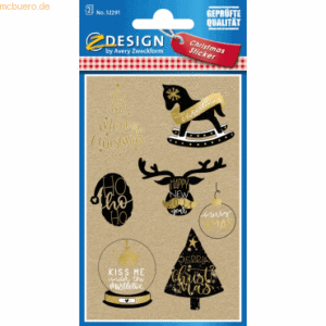 10 x Z-Design Weihnachts-Sticker Xmas Wünsche 1 Bogen braun/gold/schwa