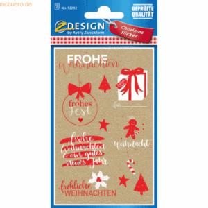 10 x Z-Design Weihnachts-Sticker Xmas Wünsche 2 Bogen braun/rot/weiß