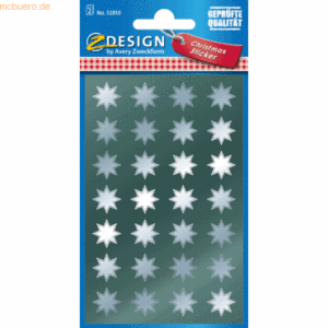 10 x Z-Design Sticker Weihnacht Glanzfolie 2 Bogen Motiv Sterne silber