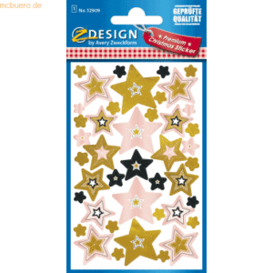 Z-Design Weihnachts-Etikett Sterne gold/schwarz/rose VE=42 Sticker