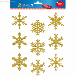 Z-Design Fensterbilder Schneeflocken 9 Stück gold