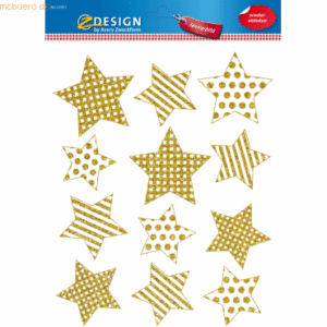 Z-Design Fensterbilder Sterne 12 Stück gold