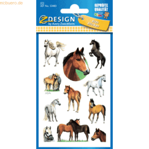 10 x Z-Design Sticker 76x120mm Papier/beglimmert 2 Bogen Motiv Pferde