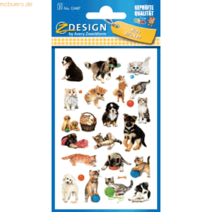 10 x Z-Design Sticker 76x120mm Papier 3 Bogen Motiv Hunde und Katzen
