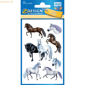 10 x Z-Design Sticker 76x120mm Papier 3 Bogen Pferde auf Wiese