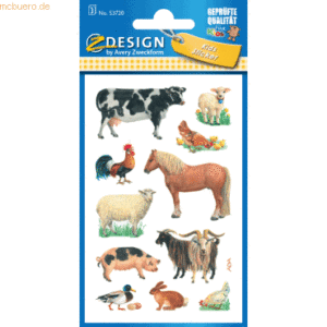 10 x Z-Design Sticker 76x120mm Papier 3 Bogen Motiv Bauernhoftiere