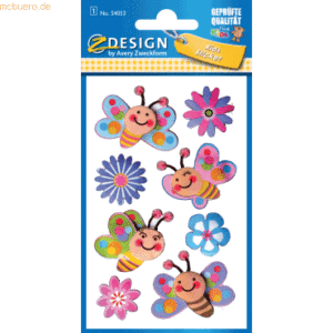 Z-Design Sticker 76x120mm 3D Folie 1 Bogen Motiv Blumen Schmetterlinge