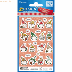 10 x Z-Design Weihnachtssticker Papier Wichtel mehrfarbig 23 Aufkleber