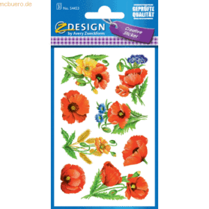 10 x Z-Design Sticker Flower 76x120mm Papier 3 Bogen Motiv Mohn