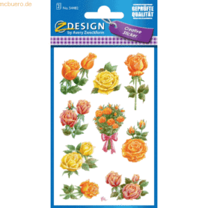 10 x Z-Design Flower Sticker Rose Papier 9 Motive bunt 2 Blatt