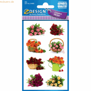 10 x Z-Design Flower Sticker Rosenstrauß Papier 8 Motive bunt 2 Blatt