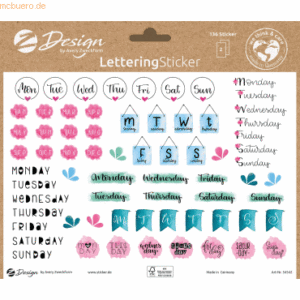 5 x Z-Design Lettering Sticker -Tage Monate- konturgestanzt wiederablö