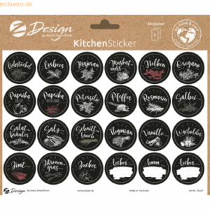 5 x Z-Design Küchen Sticker -Gewürzbeschriftung- permanent bunt 48 Stü