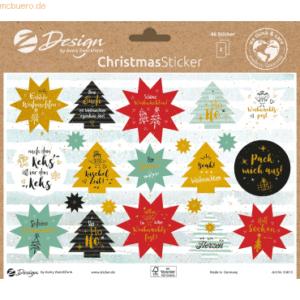 5 x Z-Design Weihnachtssticker Papier Weihnachtswünsche mehrfarbig 44