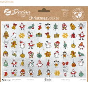 5 x Z-Design Weihnachtssticker Papier Weihnachtsmotive mehrfarbig 120