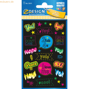 Z-Design Neon Sticker Folie Sprüche bunt 15 Aufkleber