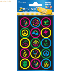 Z-Design Neon Sticker Folie Buttons bunt 15 Aufkleber