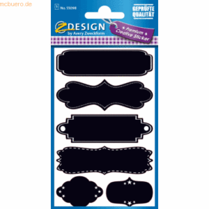 10 x Z-Design Creative Tafeletikett Rahmen 6 Motive schwarz 1 Bogen