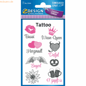 10 x Z-Design Creativ Tattoos Frauensprüche 8 Motive pink/grau 8 Stück