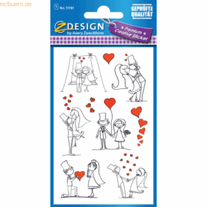 10 x Z-Design Sticker 76x120mm Papier geprägt 1 Bogen Motiv Brautpaar