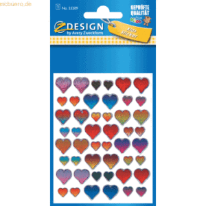 10 x Z-Design Sticker 75x100mm Glossy 1 Bogen Motiv Herzen