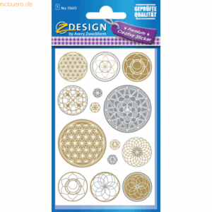 10 x Z-Design Creative Deko Sticker Lebensblume gold silber 14 Stück