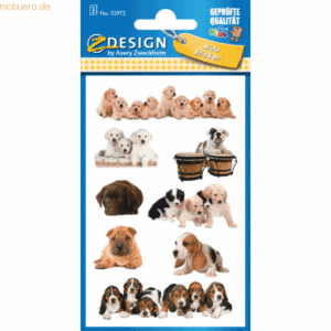 10 x Z-Design Sticker 76x120mm Papier 3 Bogen Motiv Hunde photorealist