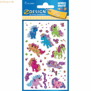 10 x Z-Design Glitter Stickers Einhorn 9 Motive bunt 19 Stück