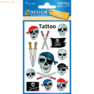 10 x Z-Design Tattoos 76x120mm 1 Bogen Totenköpfe