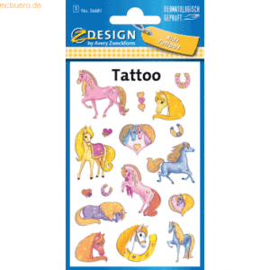 10 x Z-Design Tattoos 76x120mm beglimmert 1 Bogen Motiv Pferde Barbie