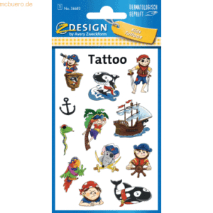 10 x Z-Design Tattoos 76x120mm bunt 1 Bogen Motiv Piraten