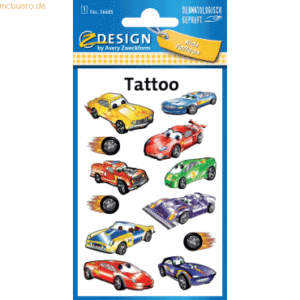 10 x Z-Design Tattoos 76x120mm bunt 1 Bogen Motiv Autos mit Augen