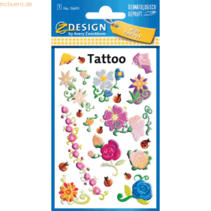 10 x Z-Design Tattoos 76x120mm 1 Bogen Motiv Blumen