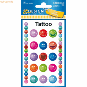 10 x Z-Design Kids Tattoos Lachende Gesichter 17 Motive bunt 17 Stück