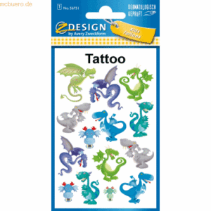 10 x Z-Design Kids Tattoos Drachen 14 Motive bunt 14 Stück