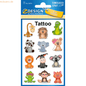 10 x Z-Design Kinder Tattoos Tattoofolie Koala Frosch Giraffe usw. bun