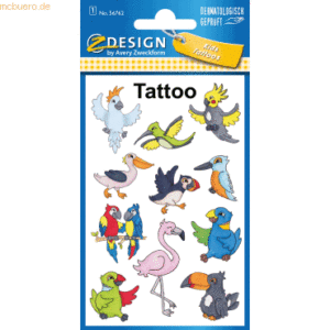 10 x Z-Design Kinder Tattoos Tattoofolie Beo Papagei Flamingo usw. bun