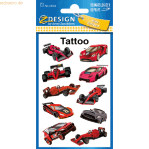 10 x Z-Design Kinder Tattoos Tattoofolie Rennautos rot schwarz 10 Aufk