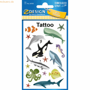 10 x Z-Design Kinder Tattoos Tattoofolie Wal Hai Delfin usw. bunt 16 A