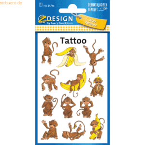 10 x Z-Design Kinder Tattoos Tattoofolie Affe bunt 12 Aufkleber