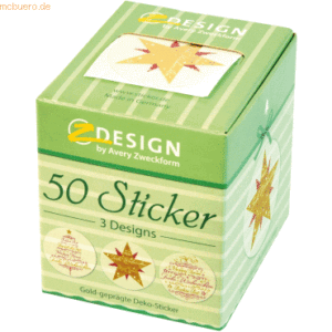 Z-Design Sticker auf Rolle Motiv Weihnachtsornamente rund 38mm 3 Motiv
