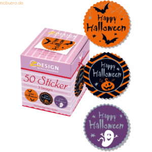 6 x Avery Zweckform Schmucketikett auf Rolle 'Happy Helloween' rund 38