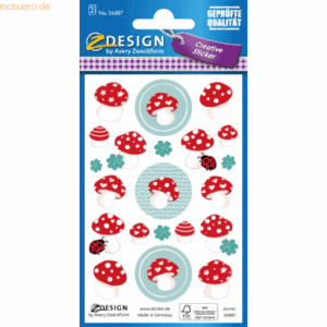 10 x Z-Design Deko Sticker Papier Glückspilze mehrfarbig 42 Aufkleber