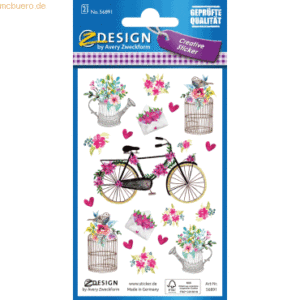 10 x Z-Design Deko Sticker Papier Blumen mehrfarbig 38 Aufkleber