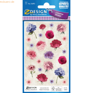 10 x Z-Design Deko Sticker Papier Blumen mehrfarbig 24 Aufkleber
