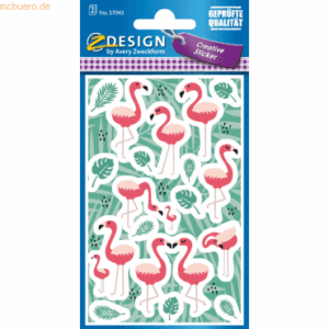 10 x Z-Design Creative Papier-Sticker Flamingo Blätter 24 Stück pink/t