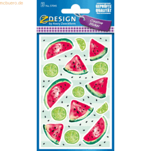 10 x Z-Design Creative Papier-Sticker Melone Lemon 30 Stück pink/grün/