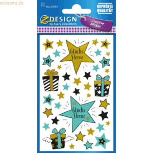 10 x Z-Design Creative Papier-Sticker Glückssterne 39 Stück bunt 1 Bog