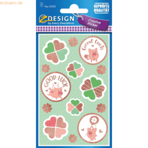 10 x Z-Design Creative Papier-Sticker Good Luck 14 Stück bunt 1 Bogen